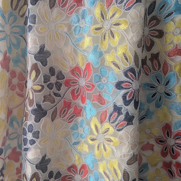 Anthropologie Eva Franco Floral‎ Embroidered Midi Skirt Cream Multicolor Sz 12 - Picture 4 of 10